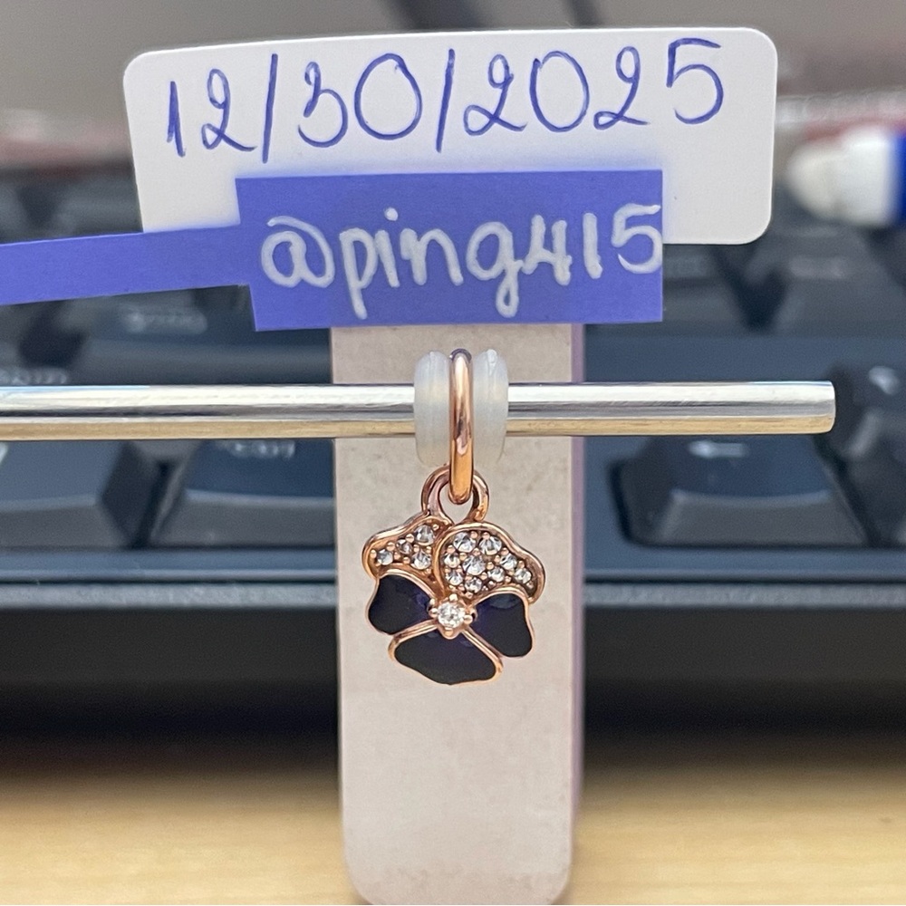 Pandora Rose Gold Deep Purple Pansy Dangle
